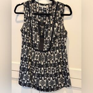 Daniel Rainn Black and Cream Patterned Blouse